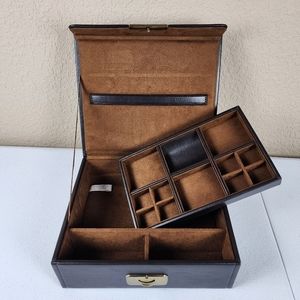 Potterybarn Wolf Jewelry Box Brown Leather